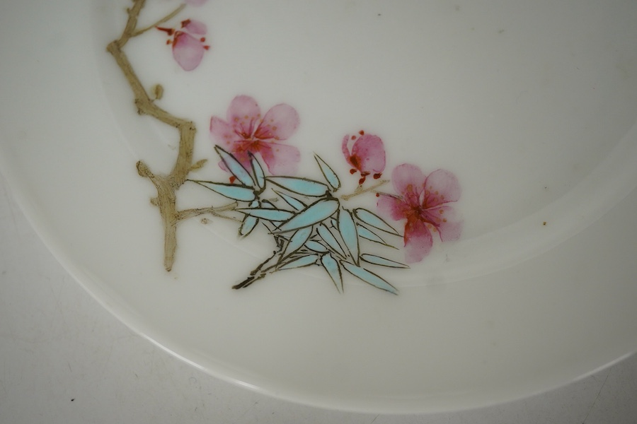 A pair of Chinese plum blossom plates, Mao Zedong pattern, 15cm diameter. Condition - good.